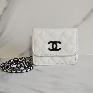 Iconic White Crossbody Bag W/ Metal & Leather Braided Strap